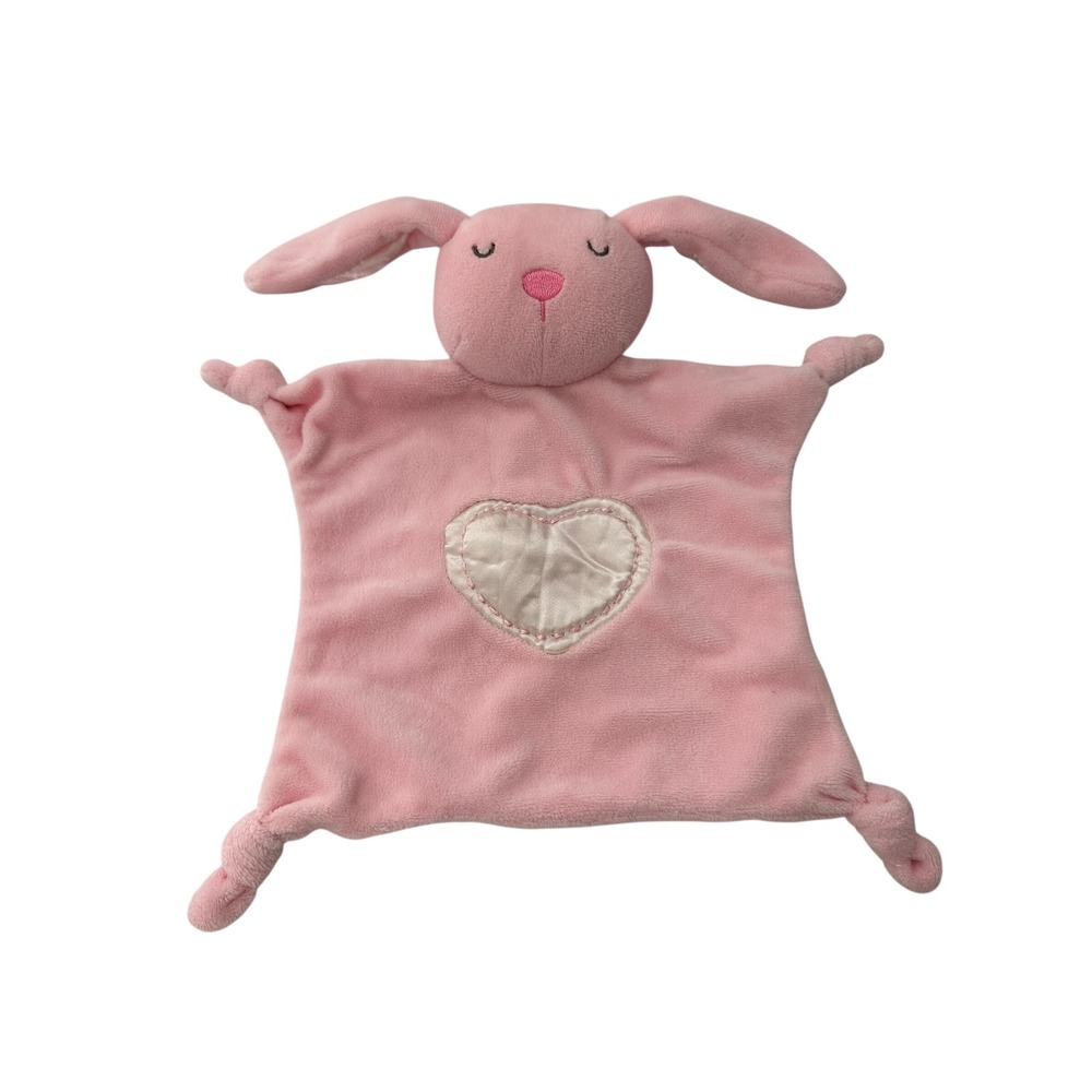 Stepping Stones Bunny Lovey Security Blanket Pink Heart Plush Stuffed Animal Toy